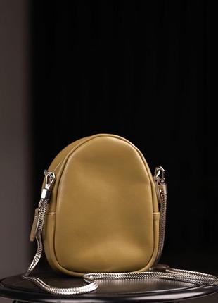 Кожаная женская мини-сумка оливковая kroha3 фото