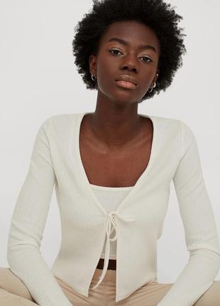 Топ кардиган кофта в рубчик молочная