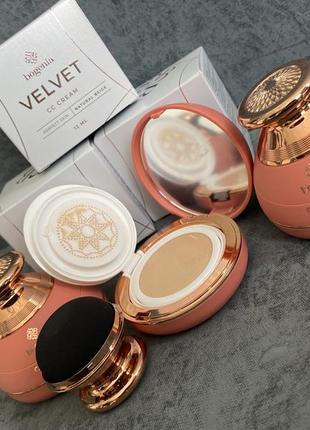 Зволожуючий тональний кушон bogenia velvet cc cream - №3 natural biege