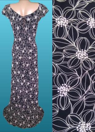 Елегантне віскозне плаття максі debenhams/довга чорна розкльошена сукня у квітковий принт2 фото