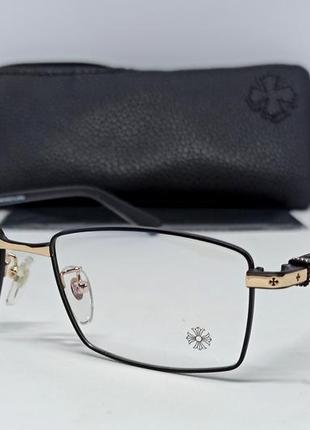 Chrome hearts titanium очки имиждевые оправа для очков черная с золотом титановая1 фото