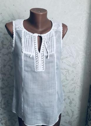 Блуза блузка massimo dutti безрукавка  рамі як льон як лляна крута біла стильна модна трендова