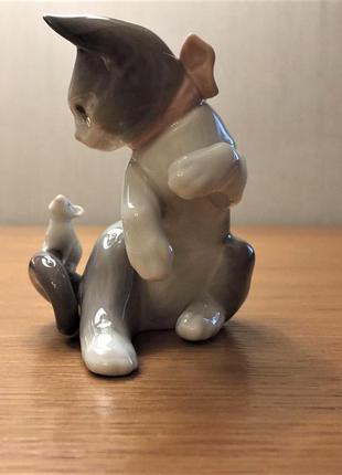 Фарфоровая статуэтка lladro «кошка и мышка».2 фото