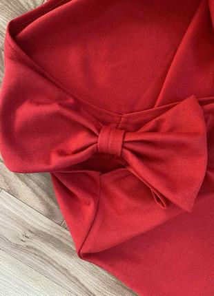 Червоне плаття, хлопок, розмiр s банти на плечах