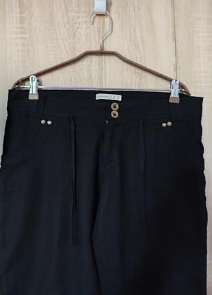 Класні чорни брюки льон + бавовна штани бриджі бриджи розмір 48-50-524 фото