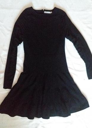 Трикотажное платье с шифоновими вставками на рукавах