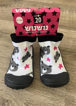 Детские тапки- носки на резиновой подошве для девочки 18-241 фото