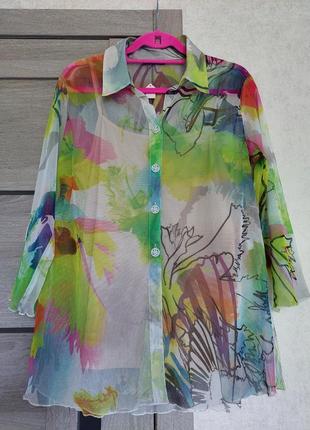 Яркая итальянская блуза-сетка quattro (размер 42-44)2 фото