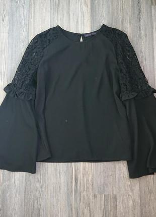 Красивая женская черная блуза с расклешонными рукавами р.44/46 блузка10 фото