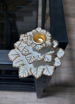 Многоярусный подсвечник в виде цветка, керамика.4 фото