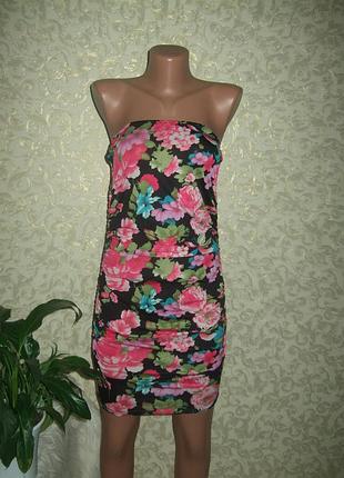 Эластичное мини платье в цветы