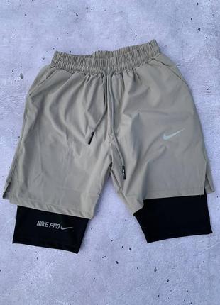 Бежевые мужские шорты nike pro1 фото