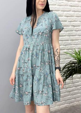 Короткое летнее платье с цветочным принтом,3 цвета на выбор2 фото