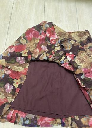 Экстравагантная юбка из марлёвки на широкой баске на подкладке promod m4 фото