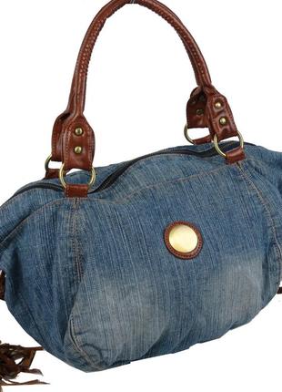 Женская сумка из джинсовой ткани fashion jeans bag светло-синяя