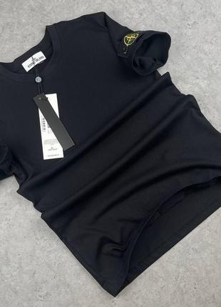 Футболка стон айленд чорна / stone island брендові футболки на кожний день