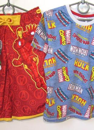 Крутой набор для мальчика 7-8 лет 128 супергерои халк spider-man: пляжные шорты и футболка6 фото