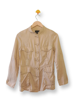 Жіноча вінтажна лляна бежева овершот куртка сафарі calvin klein miltipocket linen safari jacket vintage вінтаж 90х 2000х y2k s