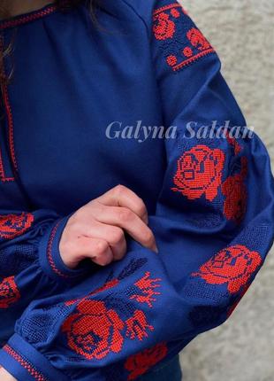 Эксклюзивная женская вышиванка с красными розами, вышиванка бохо2 фото