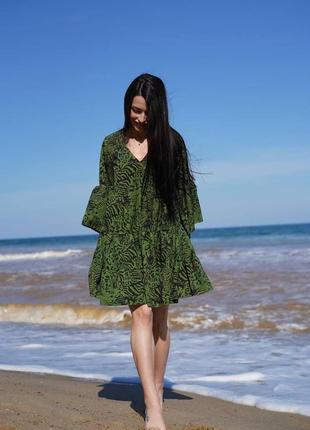 Женское платье свободного кроя зелёного цвета 💚 подходит на размер 42 44 462 фото