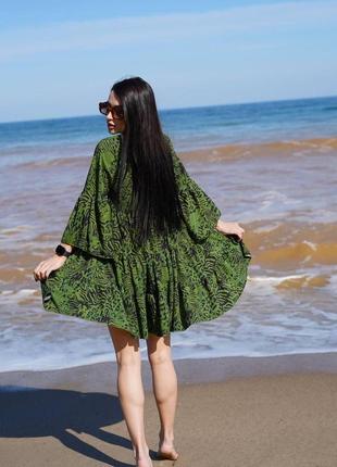 Женское платье свободного кроя зелёного цвета 💚 подходит на размер 42 44 469 фото