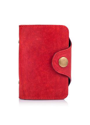 Ергономічний картхолдер з натуральної матової шкіри червоного кольору