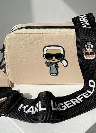 Женская сумка карл лагерфельд бежевая karl lagerfeld snapshot beige