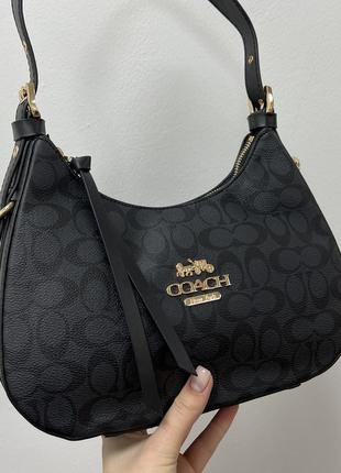 Женская сумка коуч черная coach lori shoulder bag in signature canvas black