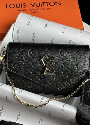 Женская сумка луи виттон черная louis vuitton pochette leather black