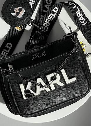 Жіноча сумка карл лагерфельд чорна karl lagerfeld pochette black