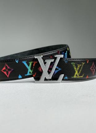 Жіночий ремінь луї віттон чорний пояс louis vuitton rainbow belt black/silver