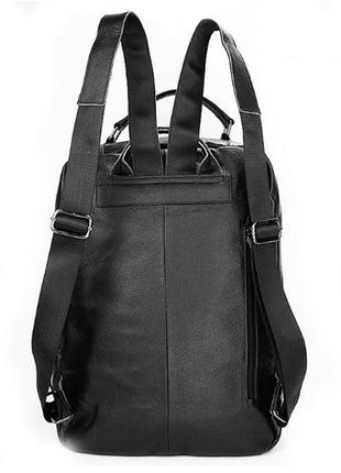 Кожаный мужской городской рюкзак большой и вместительный из натуральной кожи черный5 фото
