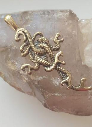 Кулон зміїний хрест із ювелірної бронзи2 фото