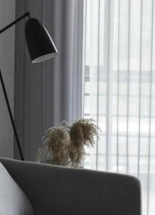 Тюль пошитий сірий однотонний шифон на тасьмі 300х215 см