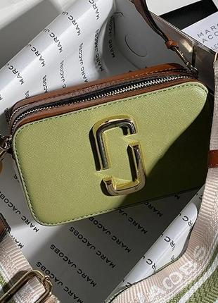 Женская сумка марк джейкобс зеленая marc jacobs small camera bag green/brown