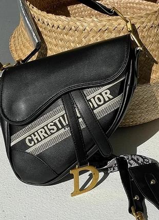 Жіноча сумка крістіан діор чорна christian dior saddle black