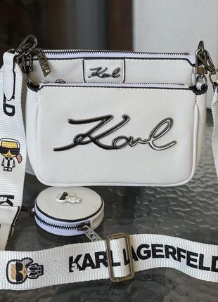 Женская сумка карл лагерфельд белая karl lagerfeld pochette white