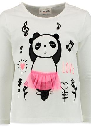 Реглан для девочки lc waikiki / лс вайкики с пандочкой, в малиновой юбочке