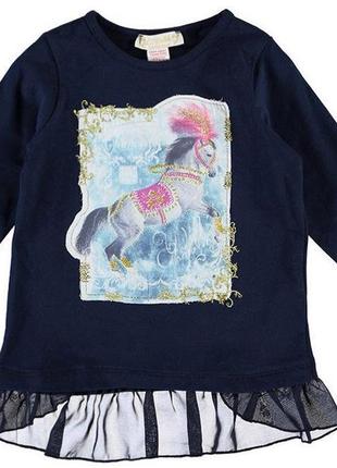 Реглан для девочки lc waikiki / лс вайкики синего цвета с лошадкой