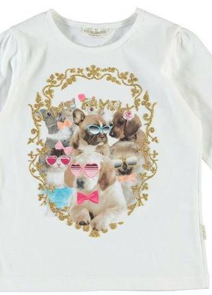 Реглан для девочки lc waikiki / лс вайкики белого цвета с собачками