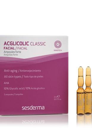 Ампулы с гликолевой кислотой sesderma acglicolic classic ampoules forte 5*2 мл1 фото