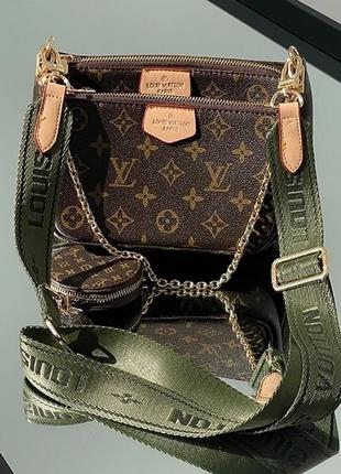 Женская сумка луи виттон коричневая louis vuitton pochete multi green belt