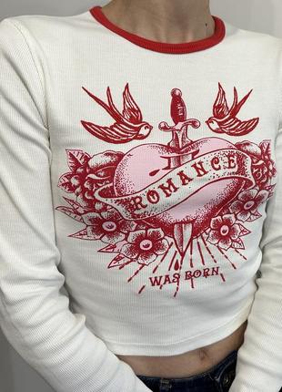 Bershka romance was born baby top коротка кроп кофтинка лонгслів в рубчик7 фото