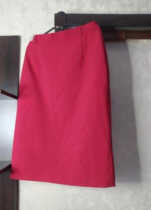 Прямая юбка красно-розовая4 фото