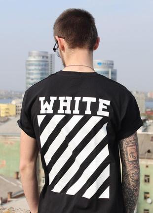 Черная футболка off white 100% хлопок