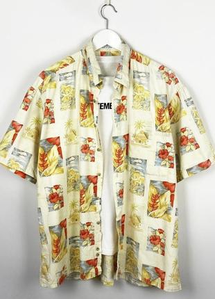 Винтажная гавайка с вигвамами летняя рубашка