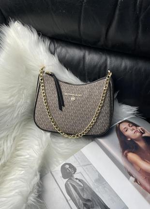 Женская сумка майкл корс серая michael kors jet set charm small logo pochette grey