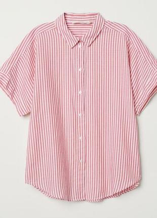 Красная рубашка в полоску белая рубашка в линию полосатая рубашка оверсайз.