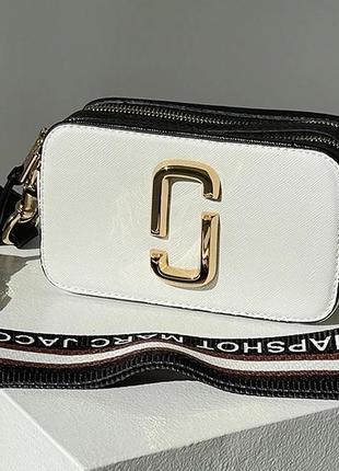 Женская сумка марк джейкобс белая marc jacobs small camera bag white black