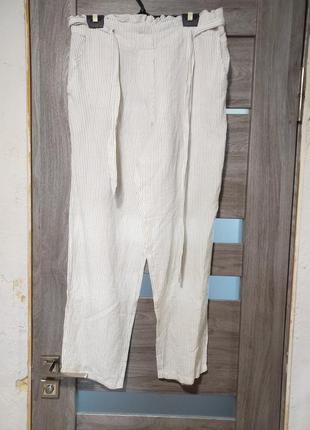 Легкі штани льон в полоску1 фото